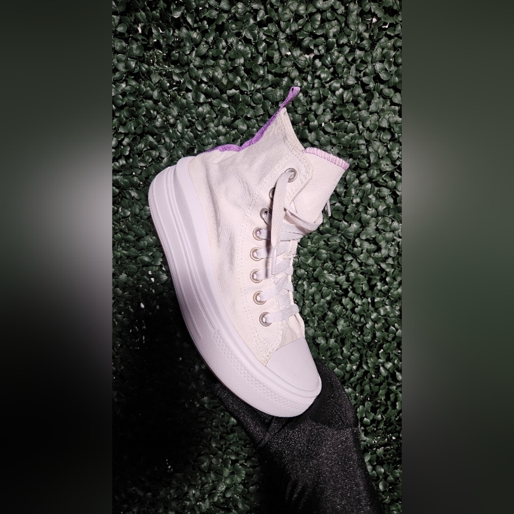 Converse Women's High-Top Sneakers - Cream and Purple - Picture 9 of 10